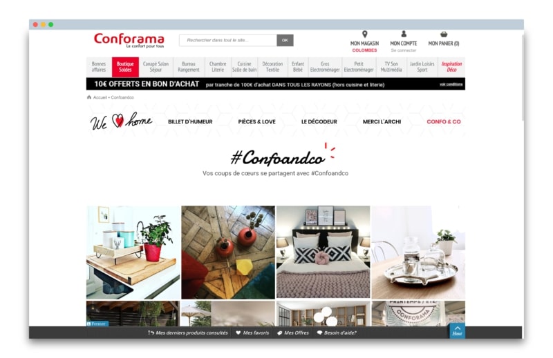 conforama social wall du site web